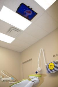 TV on the ceiling for kids dental technology